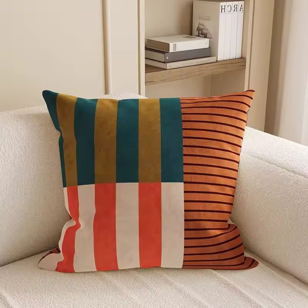 Colour Block Striped Cushion Cover – image 1