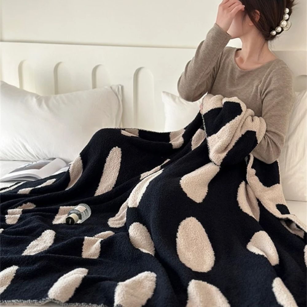 Polka Dot Fleece Blanket for Sofa and Bed - product view 1