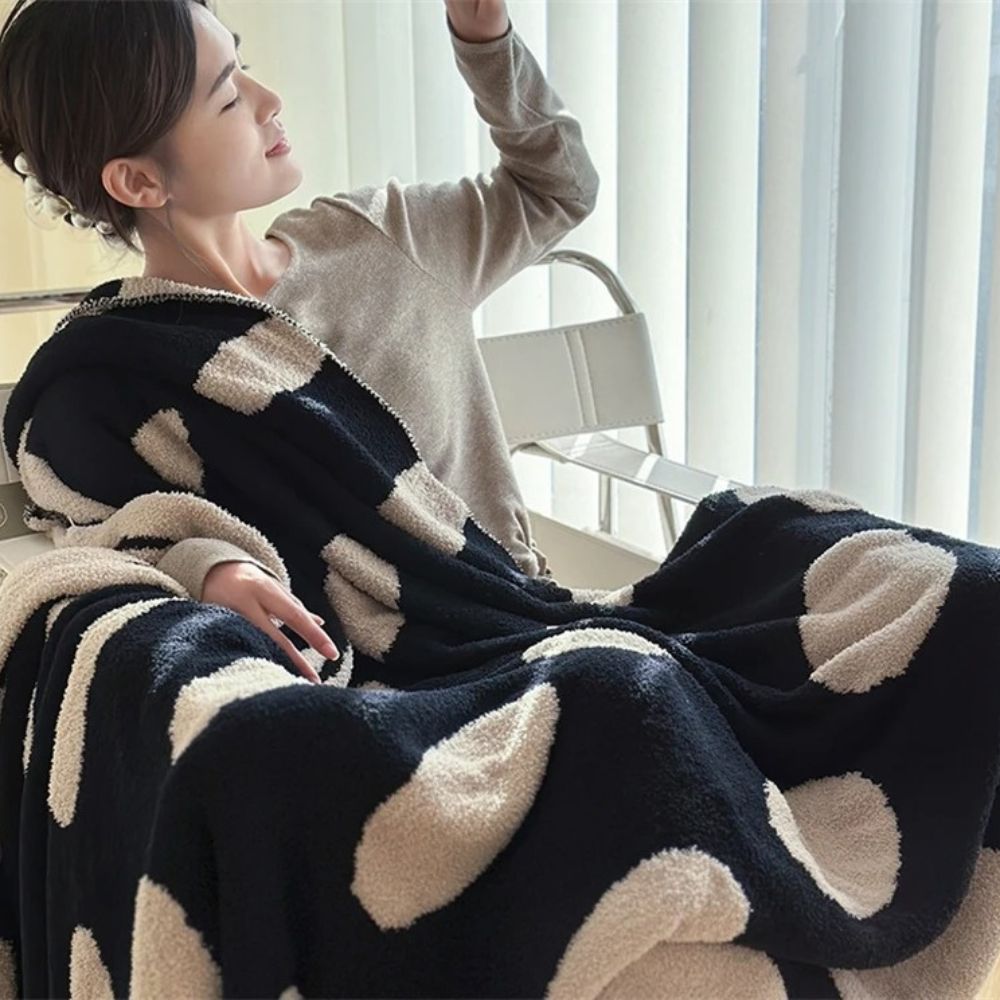 Polka Dot Fleece Blanket for Sofa and Bed - product view 6
