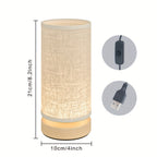 Wooden Bedside Table Lamp, USB LED Light with Fabric Shade - product view 7