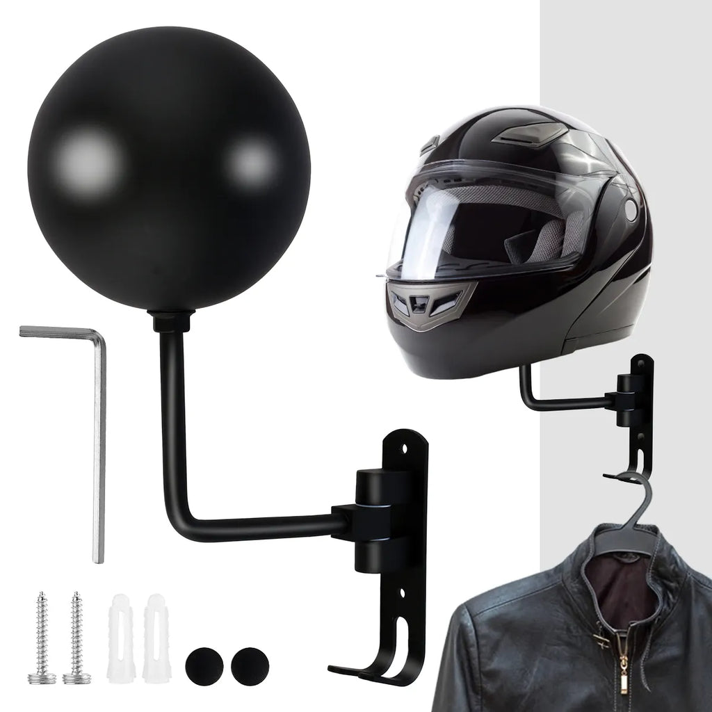 Wall-Mounted Motorcycle Helmet and Jacket Storage Rack — product view 1