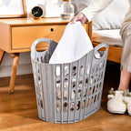 Foldable Plastic Storage Basket with Carry Handles – image 1