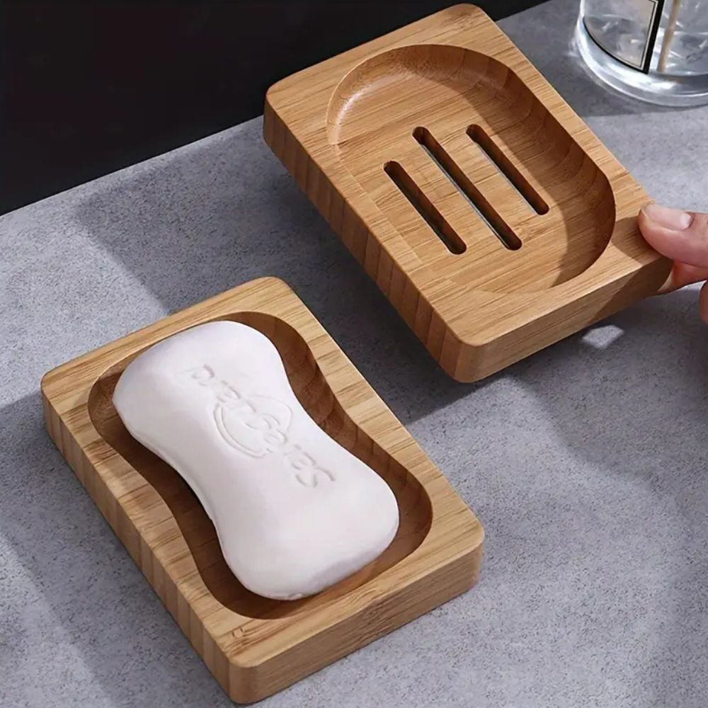 Bamboo Soap Dish with Drainage Slots - product view 2
