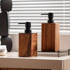 Walnut Wood Soap Dispenser with Black Pump - product view 4