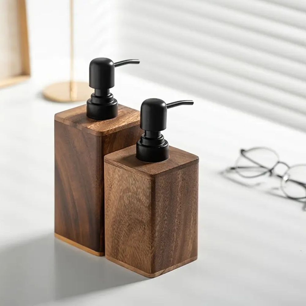 Walnut Wood Soap Dispenser with Black Pump - product view 8