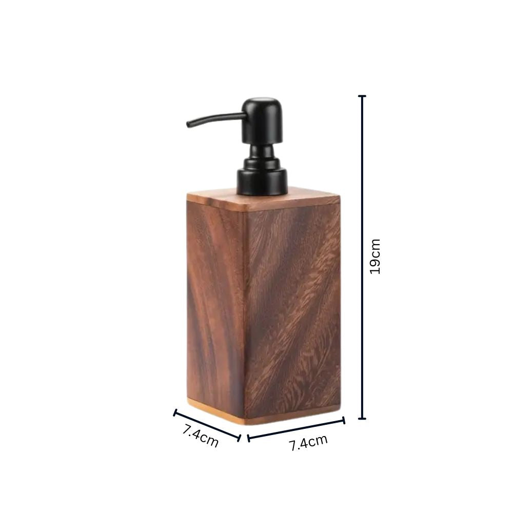 Walnut Wood Soap Dispenser with Black Pump - product view 1