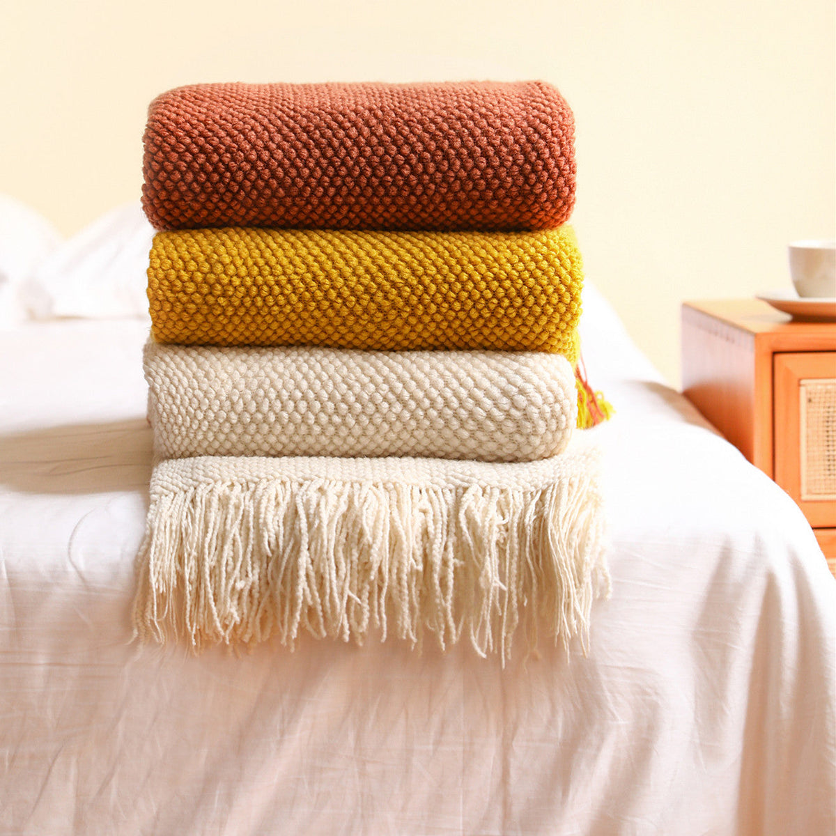 Fringed Knit Throw Blanket – product image 1