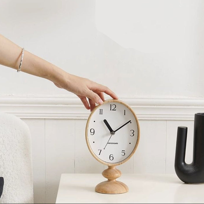 Retro Wooden Pedestal Desk Clock with Aluminium Hands - product view 3