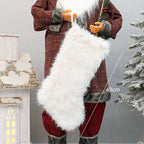 Plush Faux Fur Christmas Stocking with Hanging Loop, 48 cm - product view 6