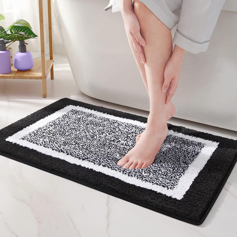 Plush Border Bathroom Mat, Quick-Drying and Washable - product view 4