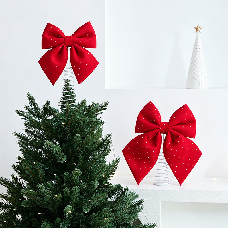 Red Fabric Christmas Bow Tree Topper, 28 × 23.5 cm - product view 2