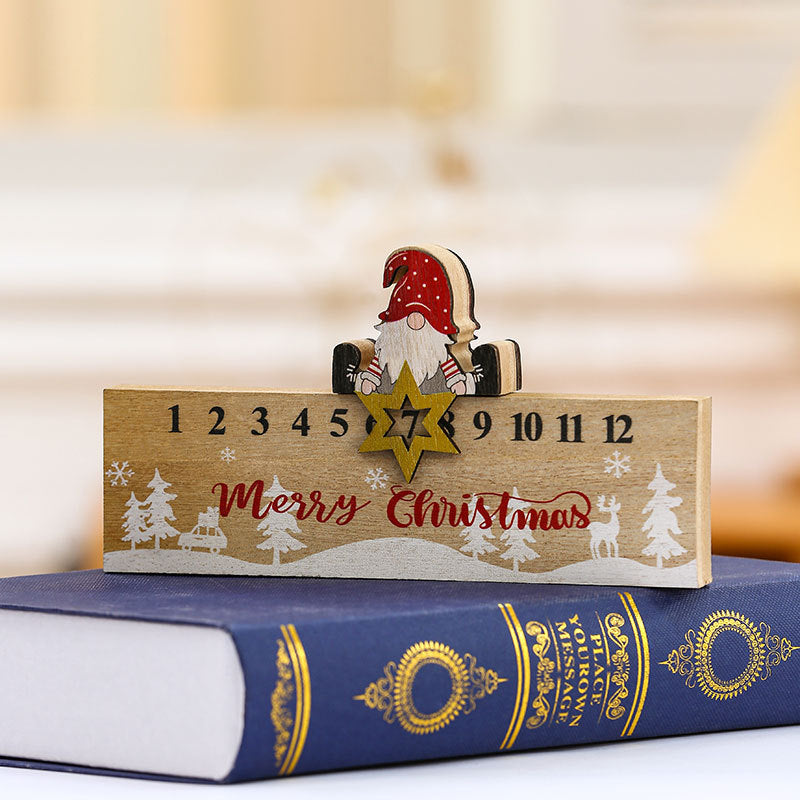 Wooden Christmas Advent Countdown Calendar, Santa or Gnome - product view 6