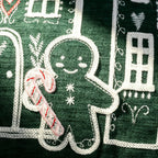 Embroidered Gingerbread House Christmas Pillow Cover, Square or Lumbar - product view 3