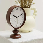 Retro Wooden Pedestal Desk Clock with Aluminium Hands - product view 6