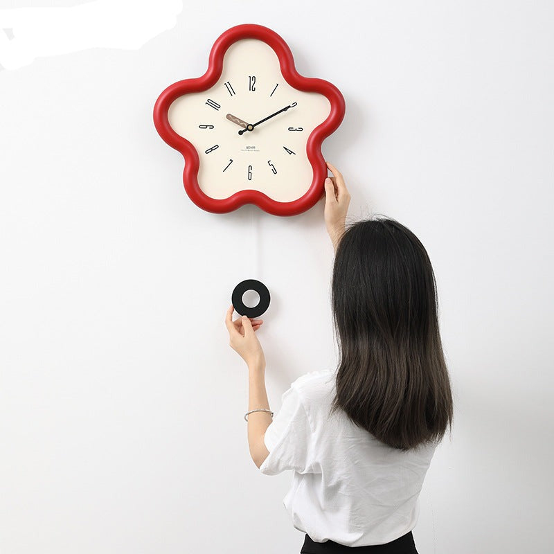 Flower Pendulum Wall Clock with Silent Sweep Movement - product view 5