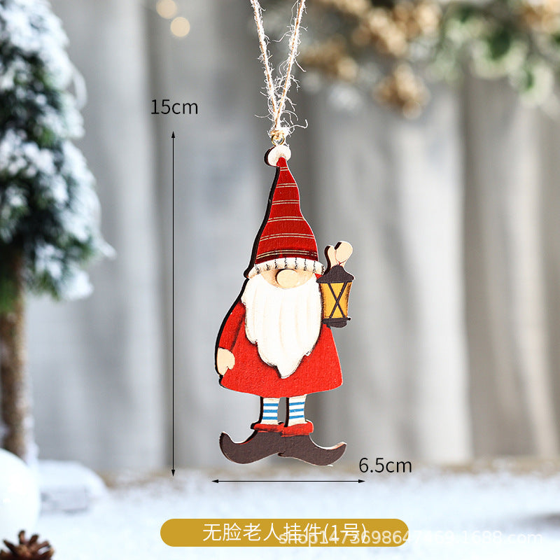 Wooden Santa Gnome Hanging Christmas Decoration, 15 cm - product view 2