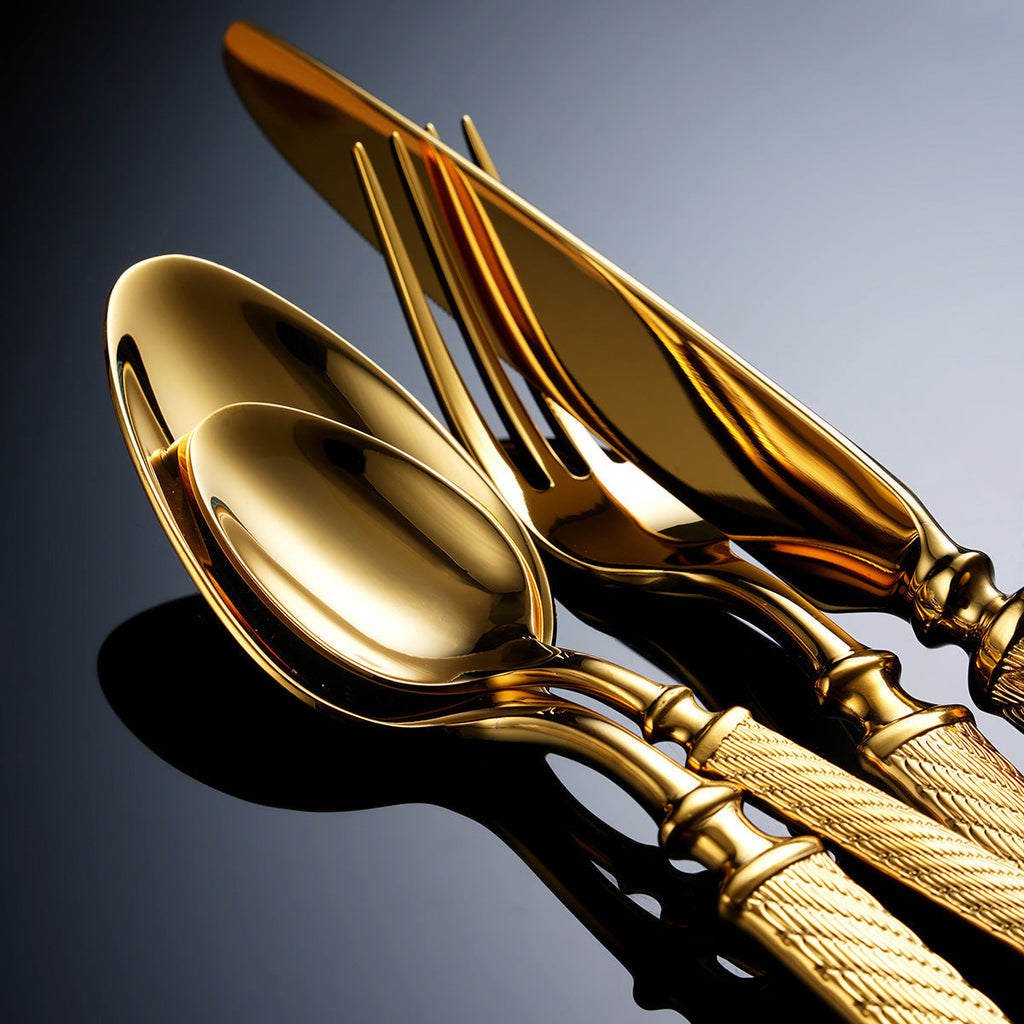 Textured Handle Gold Cutlery Set – product image 3