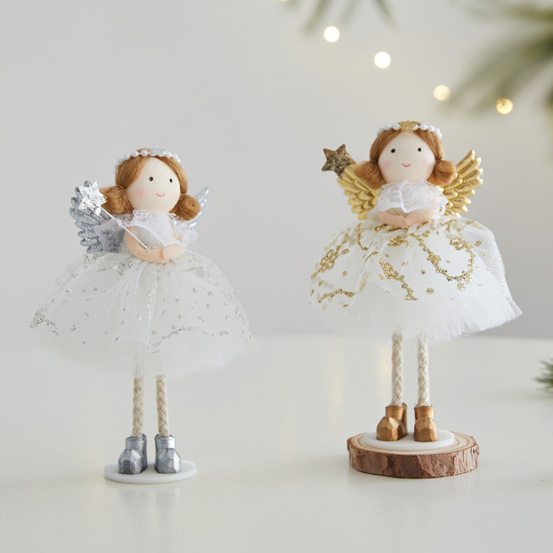 Silver-Wing Angel Figurine with Tulle Dress, 14 cm - product view 2