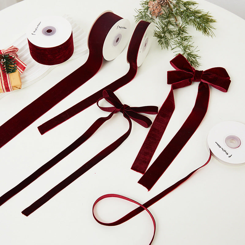 Burgundy Velvet Craft Ribbon, 4.5 m × 2.5 cm - product view 5