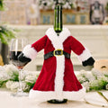 Santa Wine Bottle Cover with Plush White Trim - product view 1
