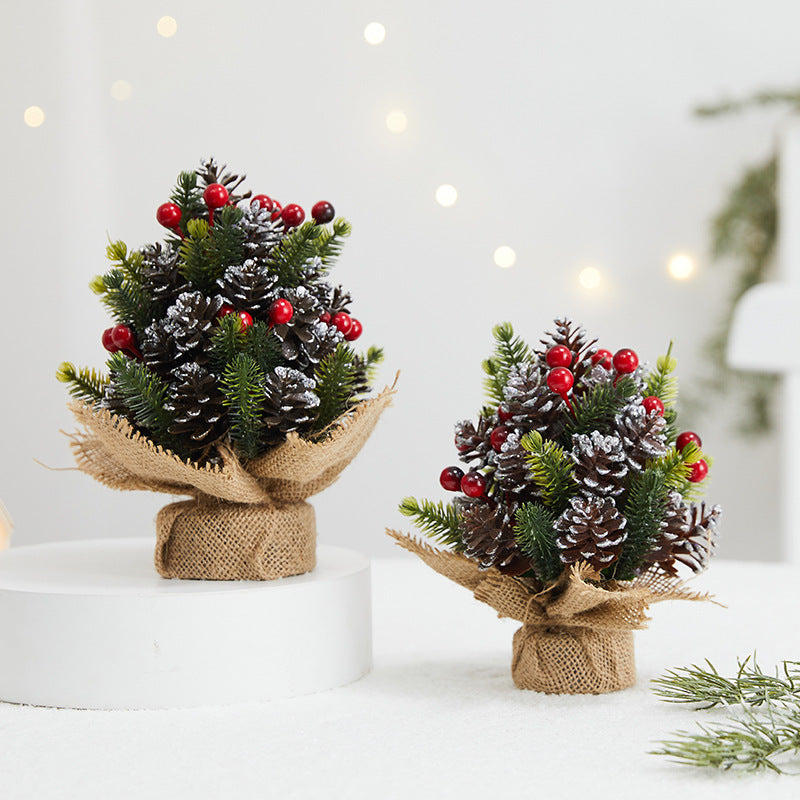 Artificial Snowy Pine and Red Berry Centrepiece, 28 cm - product view 2