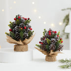 Artificial Snowy Pine and Red Berry Centrepiece, 28 cm - product view 2