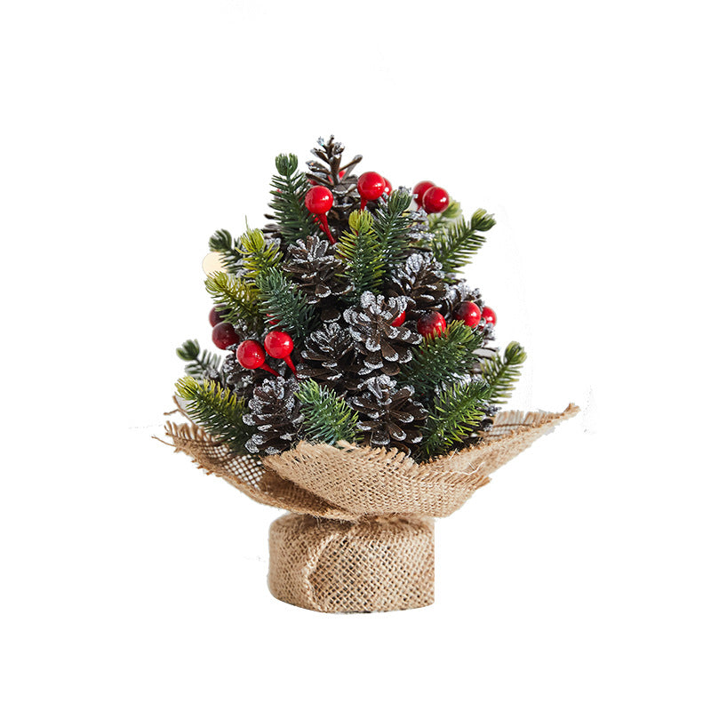 Artificial Snowy Pine and Red Berry Centrepiece, 28 cm - product view 1