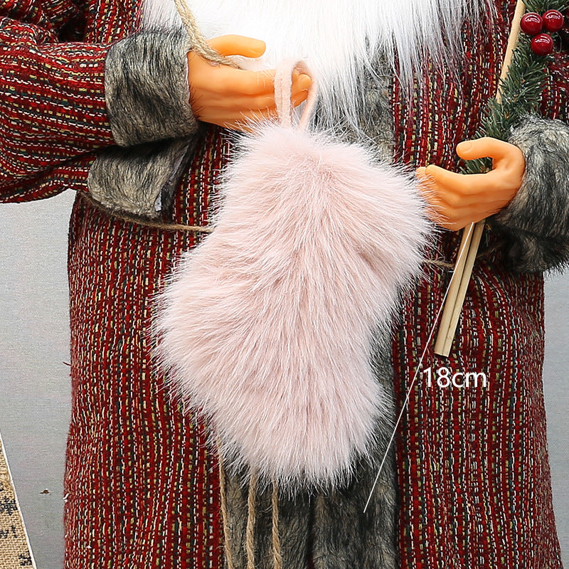 Plush Faux Fur Christmas Stocking with Hanging Loop, 48 cm - product view 7