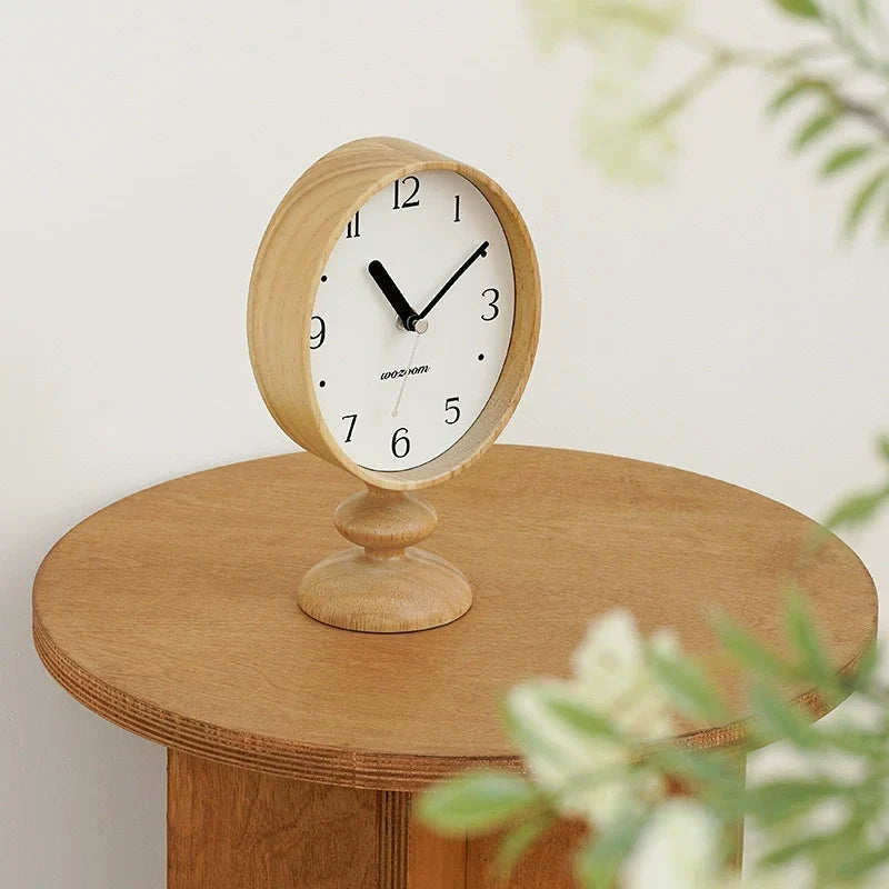 Retro Wooden Pedestal Desk Clock with Aluminium Hands - product view 2