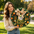 Merry Christmas Wreath with Baubles and Snowflakes, 50 cm - product view 3