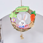 Bunny Welcome Wreath with Floral and Carrot Details - product view 1
