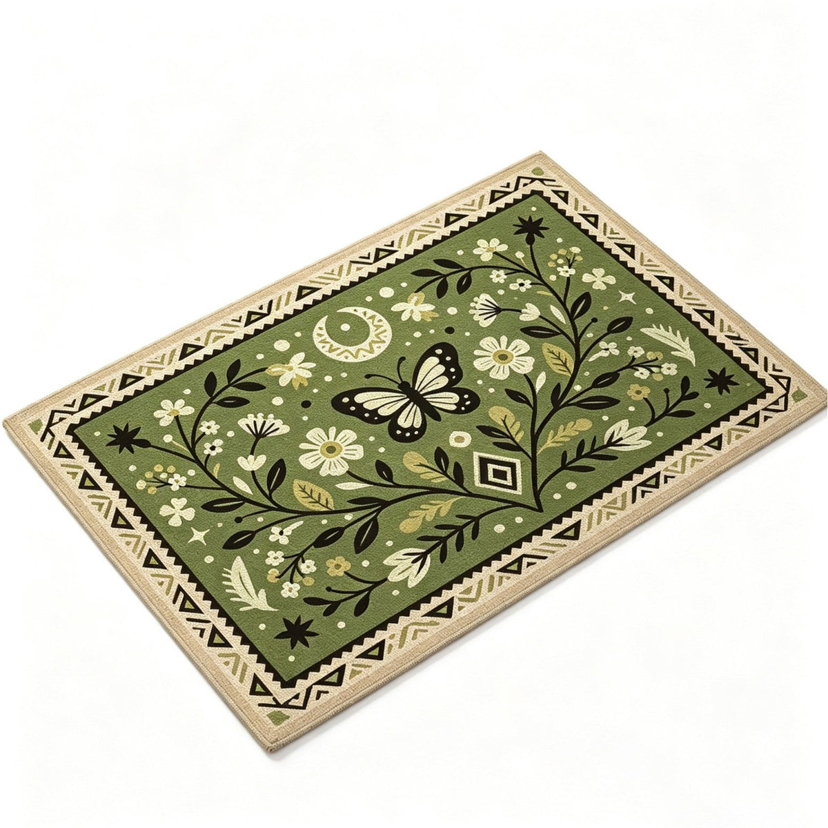 Deer and Floral Bath Mat, Absorbent and Machine Washable - product view 1