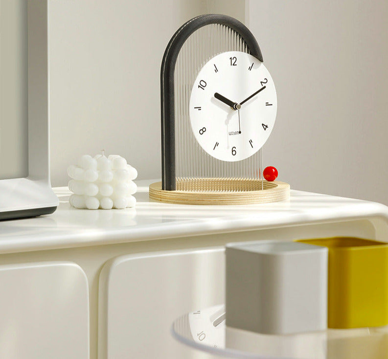 Modern Arch Desk Clock, Silent MDF and Acrylic Table Clock - product view 5