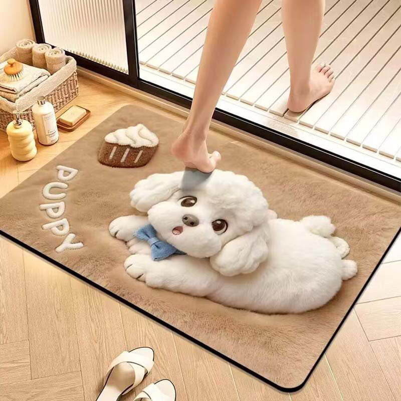 Puppy Design Bath Mat, Absorbent and Quick-Drying - product view 1