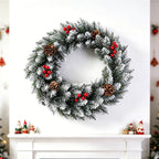 Artificial Christmas Pine Wreath with Berries and Pinecones, 50 cm - product view 3