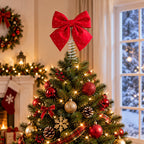 Red Fabric Christmas Bow Tree Topper, 28 × 23.5 cm - product view 3