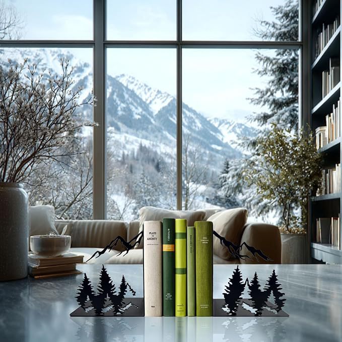 Mountain and Forest Metal Bookends – product image 2
