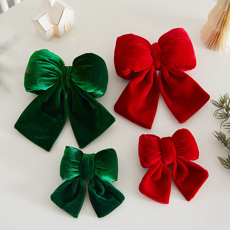 Green Velvet Christmas Bow Decoration, 22 × 20.5 cm - product view 1