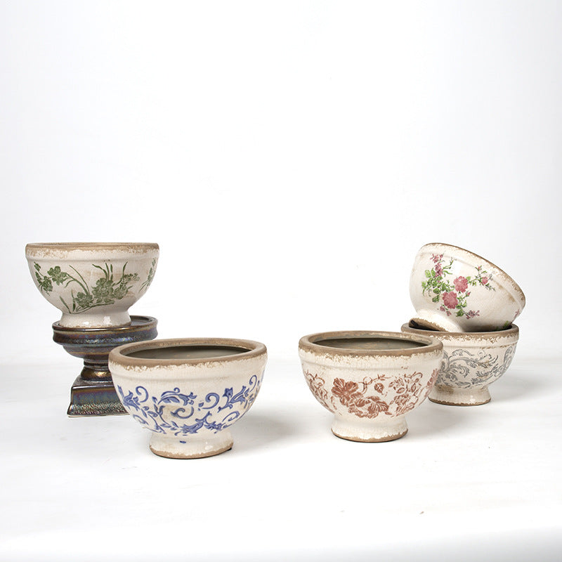 Floral Pedestal and Bowl Planters – product image 2