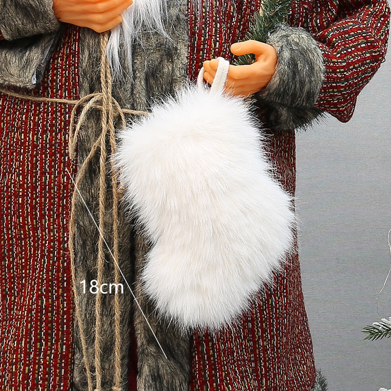 Plush Faux Fur Christmas Stocking with Hanging Loop, 48 cm - product view 8