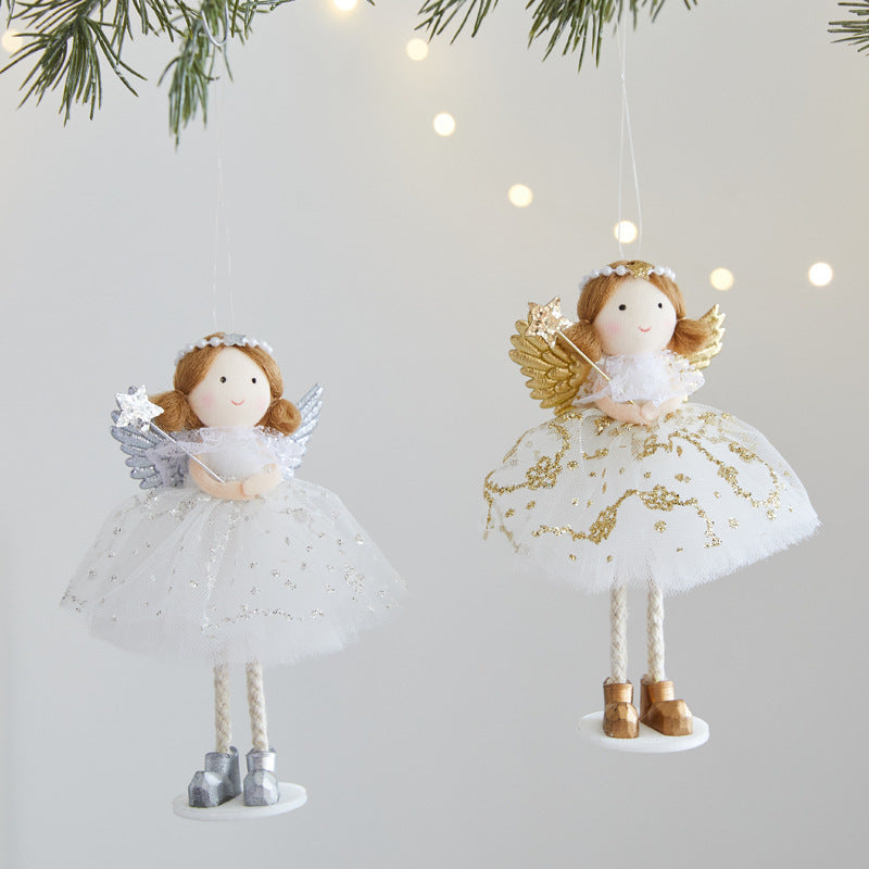 Silver-Wing Angel Figurine with Tulle Dress, 14 cm - product view 1