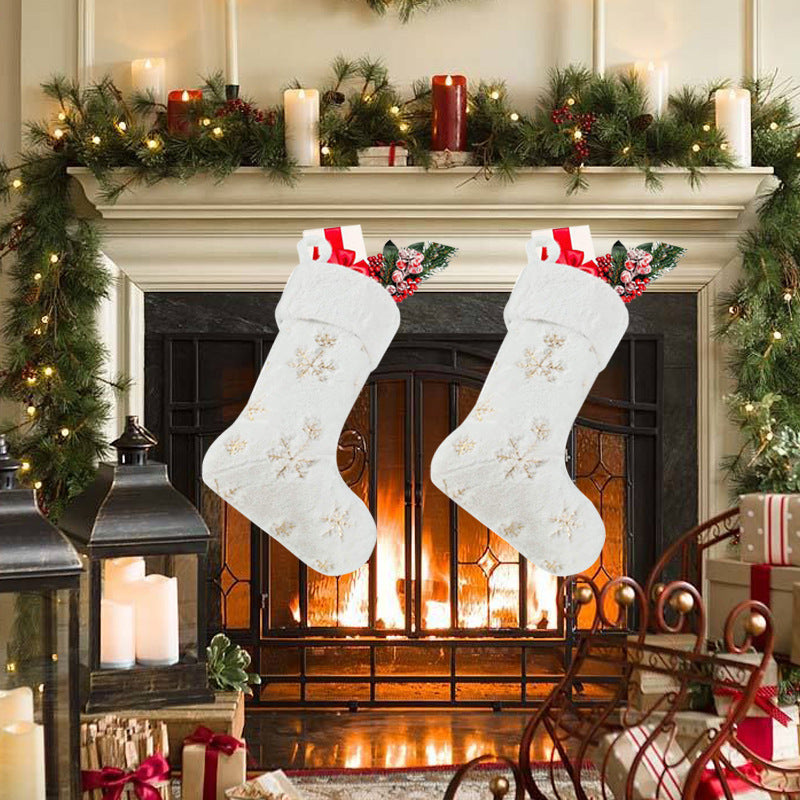 Snowflake Faux Fur Christmas Stocking, 40 cm - product view 2