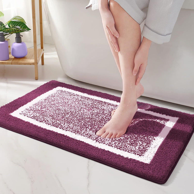 Plush Border Bathroom Mat, Quick-Drying and Washable - product view 6