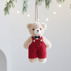 Plush Bear Christmas Ornament with Overalls and Bow Tie, 12 cm - product view 2