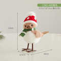 Plush Winter Bird Figurine with Red Hat and Green Scarf, 13 cm - product view 1