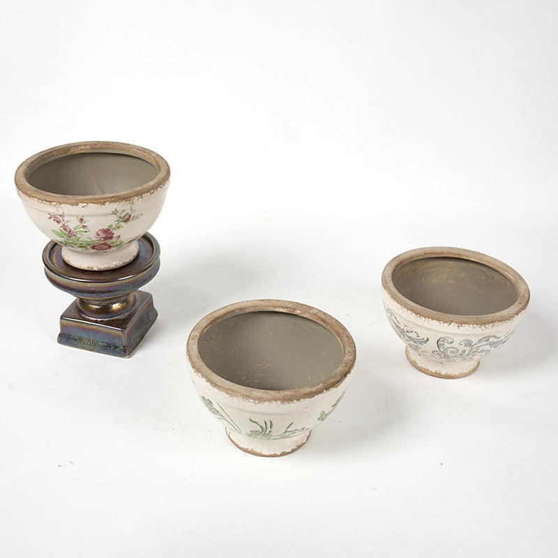 Floral Pedestal and Bowl Planters – product image 3