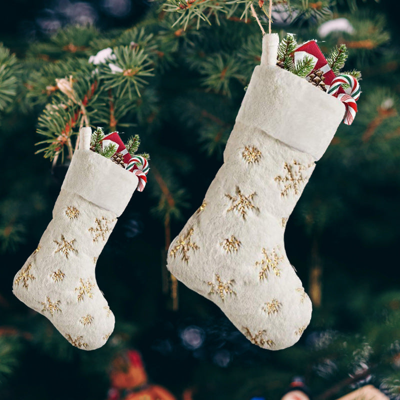 Snowflake Faux Fur Christmas Stocking, 40 cm - product view 4