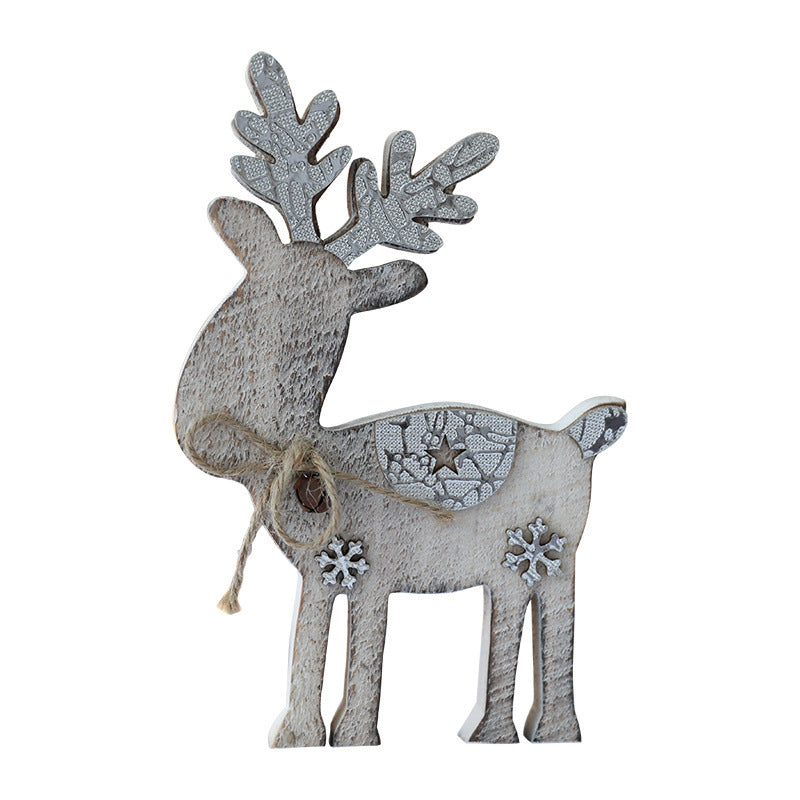 Wooden Reindeer Figurine with Snowflake Detail, 23 cm - product view 1