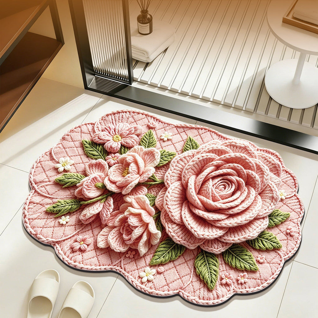 Floral Area Rug with Soft Fabric and Non-Slip Backing - product view 2