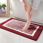 Plush Border Bathroom Mat, Quick-Drying and Washable - product view 1